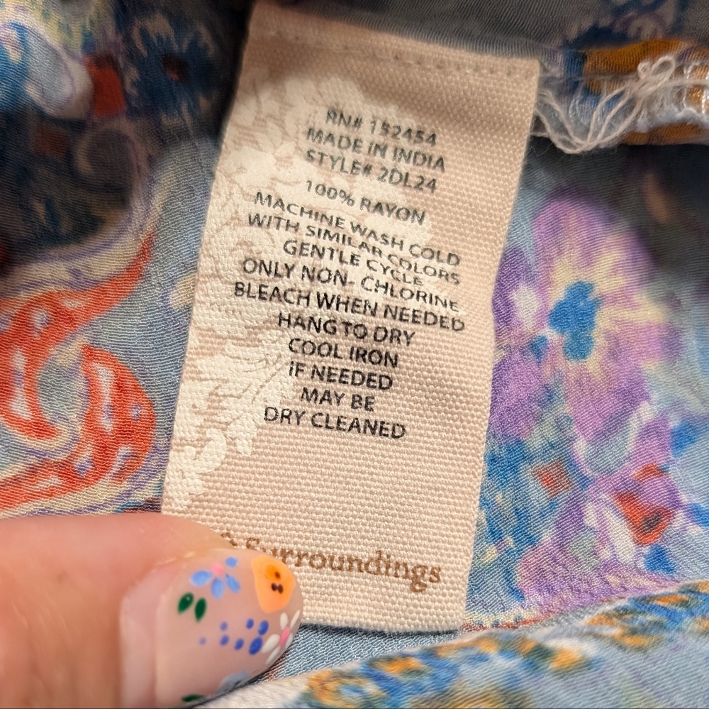 Soft Surroundings Blue Patterned Button-Up Shirt … - image 5